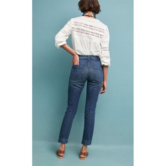 👖 AMO - Audrey Ultra High-Rise Cropped Jeans Button Fly in Shadow Play - 24 - Picture 4 of 10